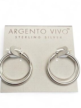 NWT Argento Vivo Silver Hoop Earrings